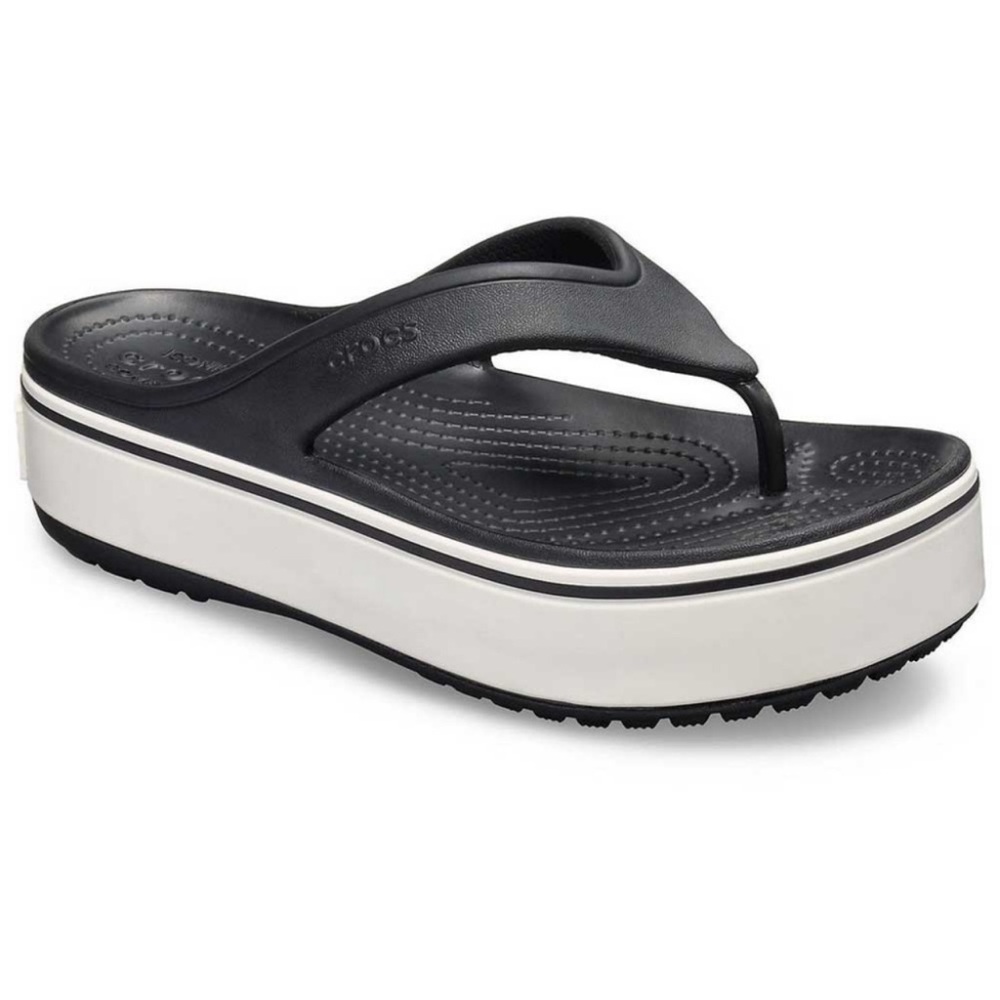 CROCS Black and White Platform Sandals